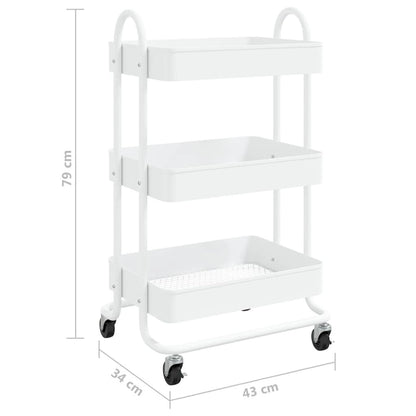 vidaXL Trolley 3-Tier Kitchen Trolley Kitchen Island Storage Utility Cart - 16.9 x 13.4 x 31.1