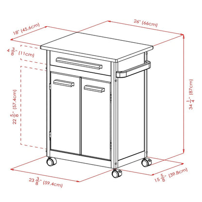 Hackett Kitchen Cart, Natural - 26.9 x 18.2 x 34.3 inches