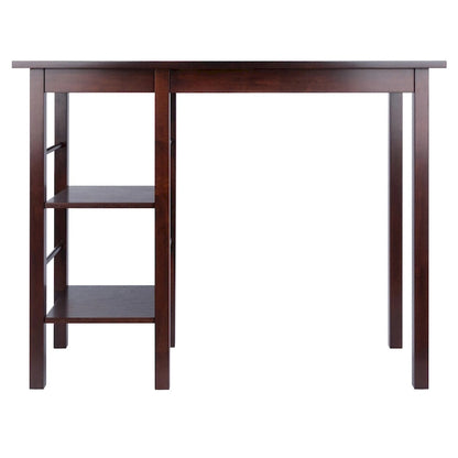 Egan Breakfast Kitchen Island with Shelves, Walnut - 45W x 19.7D x 36.2H