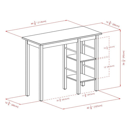 Egan Breakfast Kitchen Island with Shelves, Walnut - 45W x 19.7D x 36.2H