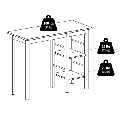 Egan Breakfast Kitchen Island with Shelves, Walnut - 45W x 19.7D x 36.2H