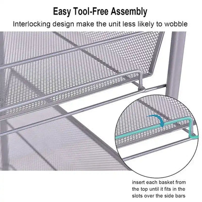 5 Tier Storage Rack Trolley Cart With Four 360 Degree Swivel Wheels - 17.5 x 10.5 x 41 (L x W x H)