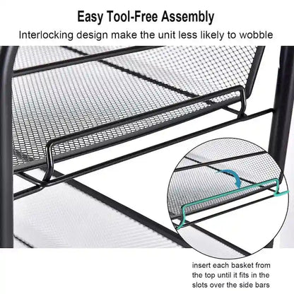 5 Tier Storage Rack Trolley Cart With Four 360 Degree Swivel Wheels - 17.5 x 10.5 x 41 (L x W x H)