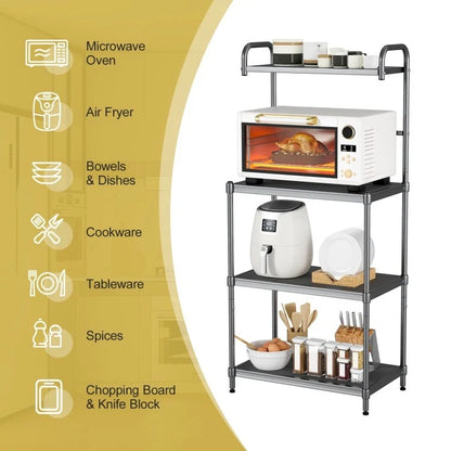 Versatile 4-Tier Kitchen Storage Rack - Stylish Bakers Rack Organizer - 23.5 x 13.5 x 53.5 (L x W x H)