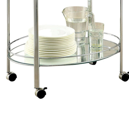 Loule Contemporary Serving Cart In Chrome Finish - 31 H x 26 W x 18 L Inches