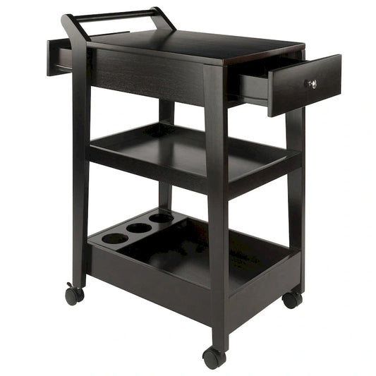 Jeston Entertainment Cart, Espresso - 18.03 x 26.77 x 37.24 inches