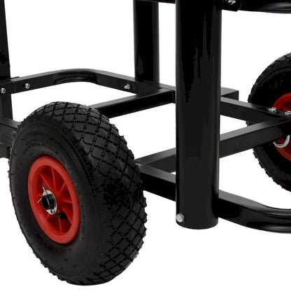 vidaXL Fishing Trolley Black Steel - 34.3 x 14.6 x 32.3