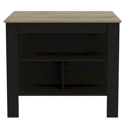 Modern Black Wengue and Light Oak Kitchen Island - 40.5x27.5x35.4