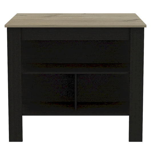 Modern Black Wengue and Light Oak Kitchen Island - 40.5x27.5x35.4