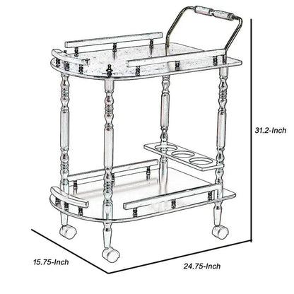 2-Tier Serving Cart, Brown - 31.25 H x 24.75 W x 15.75 L Inches
