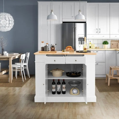 Kitchen Island with Storage and 3-Level Adjustable Shelves - 47 x 36 x 36 (L x W x H)