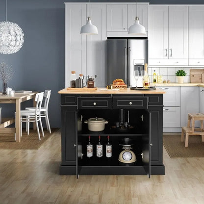 Kitchen Island with Storage and 3-Level Adjustable Shelves - 47 x 36 x 36 (L x W x H)