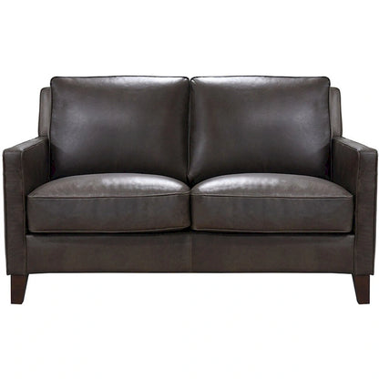 Hydeline Ashby Top Grain Leather Loveseat With Feather, Memory Foam and Springs
