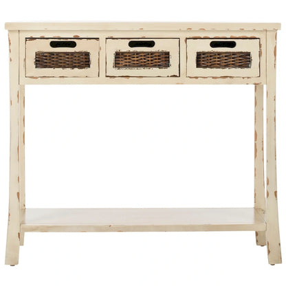 SAFAVIEH Lanie Distressed 3-Drawer Black Console Table - 34  x 14  x 30  - 34Wx14Dx30H