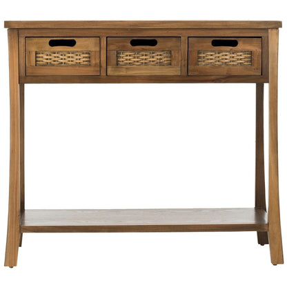 SAFAVIEH Lanie Distressed 3-Drawer Black Console Table - 34  x 14  x 30  - 34Wx14Dx30H