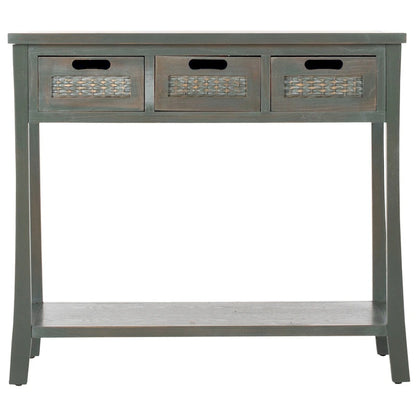 SAFAVIEH Lanie Distressed 3-Drawer Black Console Table - 34  x 14  x 30  - 34Wx14Dx30H
