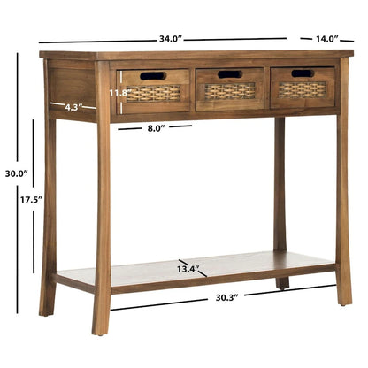 SAFAVIEH Lanie Distressed 3-Drawer Black Console Table - 34  x 14  x 30  - 34Wx14Dx30H