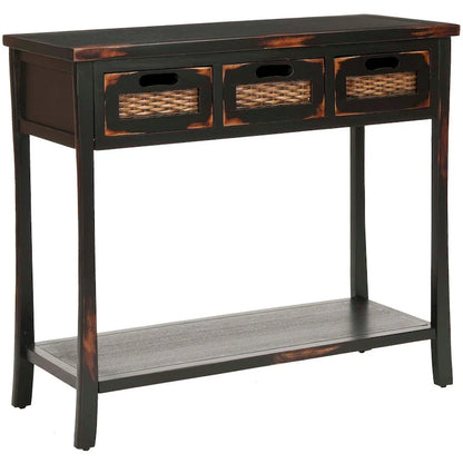 SAFAVIEH Lanie Distressed 3-Drawer Black Console Table - 34  x 14  x 30  - 34Wx14Dx30H