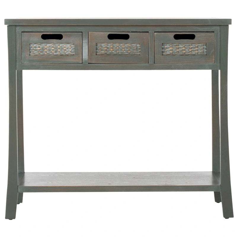 SAFAVIEH Lanie Distressed 3-Drawer Black Console Table - 34  x 14  x 30  - 34Wx14Dx30H