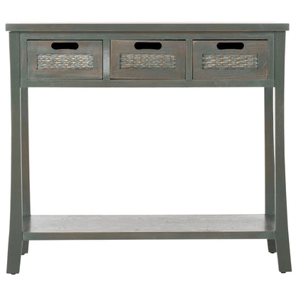 SAFAVIEH Lanie Distressed 3-Drawer Black Console Table - 34  x 14  x 30  - 34Wx14Dx30H