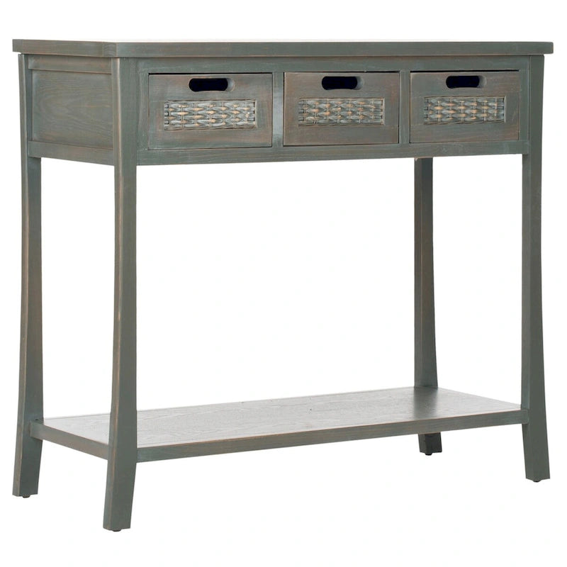 SAFAVIEH Lanie Distressed 3-Drawer Black Console Table - 34  x 14  x 30  - 34Wx14Dx30H