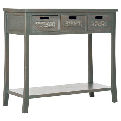 SAFAVIEH Lanie Distressed 3-Drawer Black Console Table - 34  x 14  x 30  - 34Wx14Dx30H