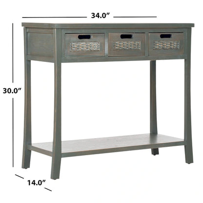 SAFAVIEH Lanie Distressed 3-Drawer Black Console Table - 34  x 14  x 30  - 34Wx14Dx30H
