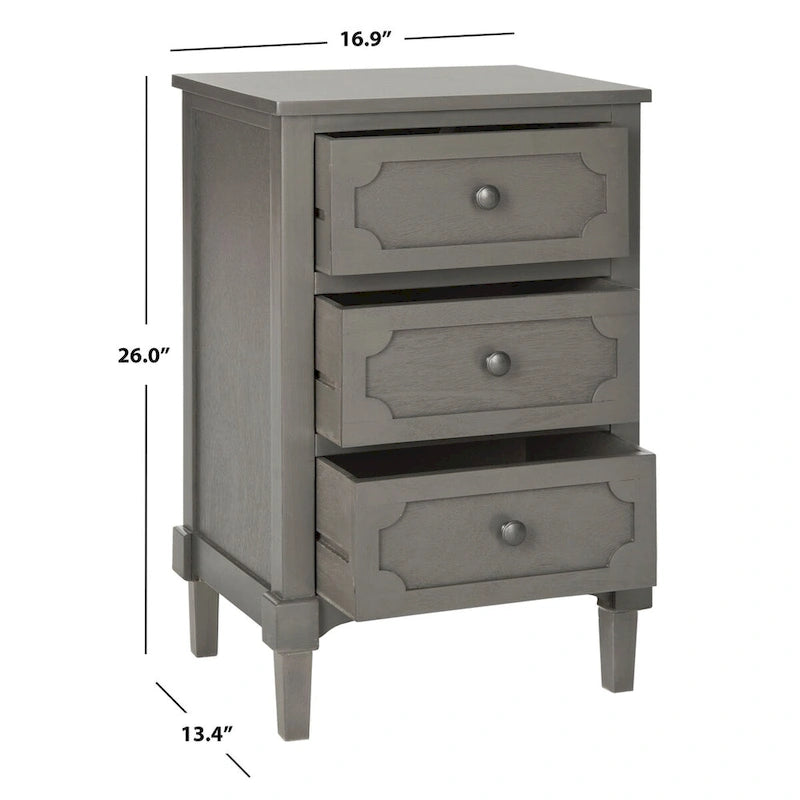 SAFAVIEH Dinah Grey 3-Drawer Storage Side Chest - 16.9  x 13.4  x 26.8  - 17Wx13Dx26H