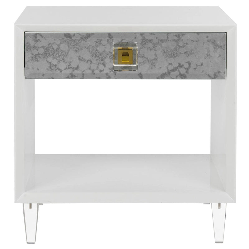 SAFAVIEH Couture Myrthe Eglomise Side Table- White - 24  W x 18  L x 25  H - 24Wx18Dx25H