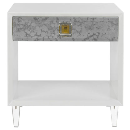 SAFAVIEH Couture Myrthe Eglomise Side Table- White - 24  W x 18  L x 25  H - 24Wx18Dx25H