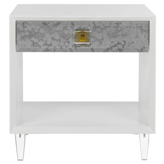 SAFAVIEH Couture Myrthe Eglomise Side Table- White - 24  W x 18  L x 25  H - 24Wx18Dx25H