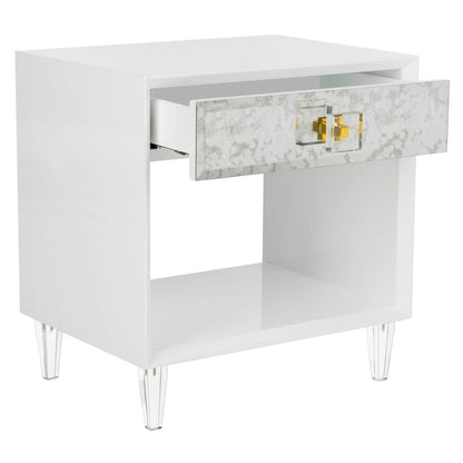 SAFAVIEH Couture Myrthe Eglomise Side Table- White - 24  W x 18  L x 25  H - 24Wx18Dx25H