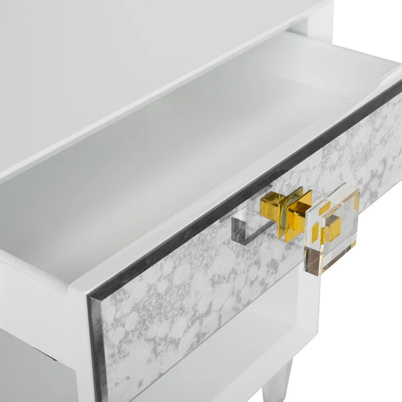 SAFAVIEH Couture Myrthe Eglomise Side Table- White - 24  W x 18  L x 25  H - 24Wx18Dx25H