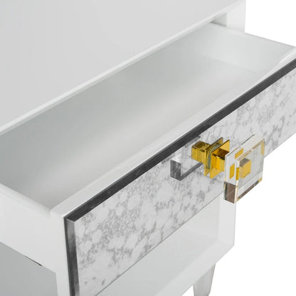 SAFAVIEH Couture Myrthe Eglomise Side Table- White - 24  W x 18  L x 25  H - 24Wx18Dx25H