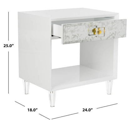 SAFAVIEH Couture Myrthe Eglomise Side Table- White - 24  W x 18  L x 25  H - 24Wx18Dx25H