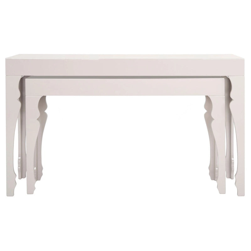 SAFAVIEH Norita White Lacquer Nesting Table - 51  x 13.3  x 31.5  - 51Wx13Dx32H