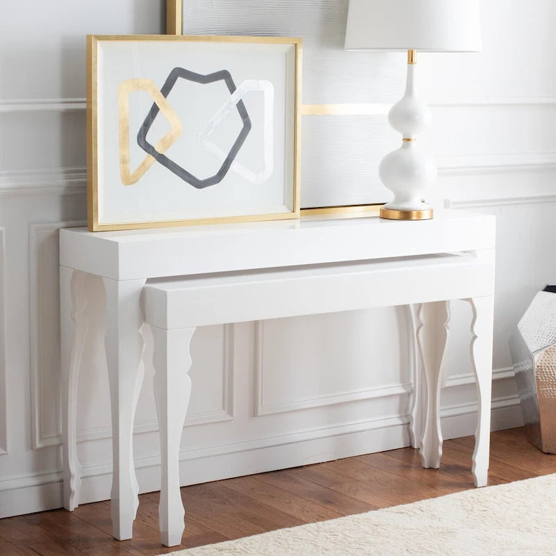 SAFAVIEH Norita White Lacquer Nesting Table - 51  x 13.3  x 31.5  - 51Wx13Dx32H