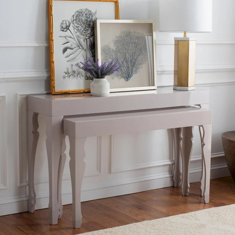 SAFAVIEH Norita White Lacquer Nesting Table - 51  x 13.3  x 31.5  - 51Wx13Dx32H