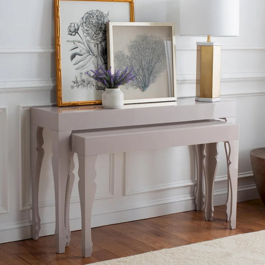 SAFAVIEH Norita White Lacquer Nesting Table - 51  x 13.3  x 31.5  - 51Wx13Dx32H