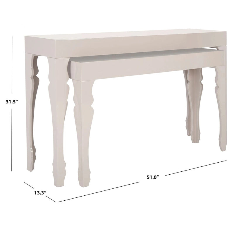SAFAVIEH Norita White Lacquer Nesting Table - 51  x 13.3  x 31.5  - 51Wx13Dx32H