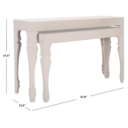 SAFAVIEH Norita White Lacquer Nesting Table - 51  x 13.3  x 31.5  - 51Wx13Dx32H