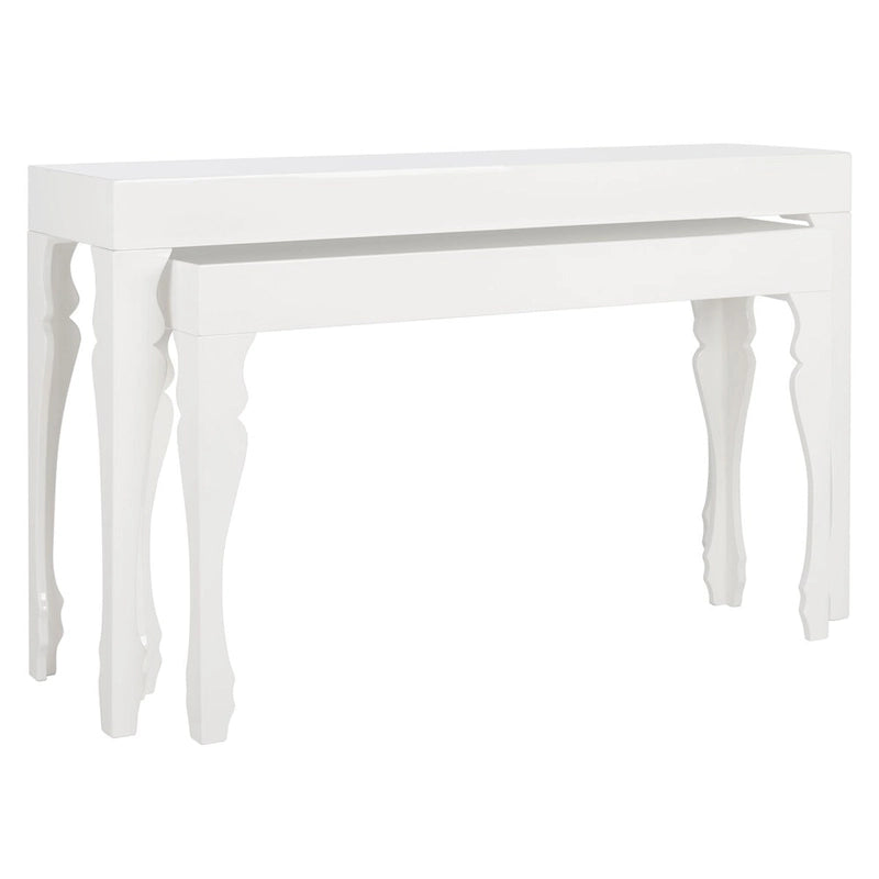 SAFAVIEH Norita White Lacquer Nesting Table - 51  x 13.3  x 31.5  - 51Wx13Dx32H