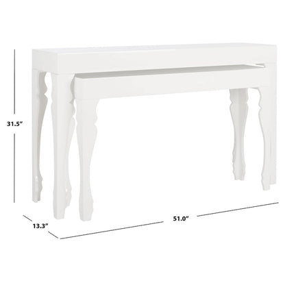 SAFAVIEH Norita White Lacquer Nesting Table - 51  x 13.3  x 31.5  - 51Wx13Dx32H
