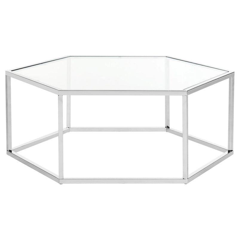 SAFAVIEH Kaycee Glass Chrome Hexagon Coffee Table - 36.2  x 31.5  x 13.8  - 36Wx32Dx14H