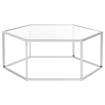 SAFAVIEH Kaycee Glass Chrome Hexagon Coffee Table - 36.2  x 31.5  x 13.8  - 36Wx32Dx14H