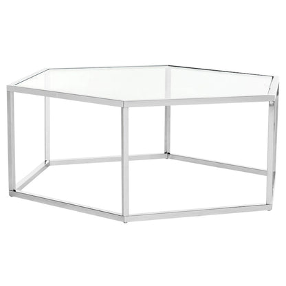 SAFAVIEH Kaycee Glass Chrome Hexagon Coffee Table - 36.2  x 31.5  x 13.8  - 36Wx32Dx14H