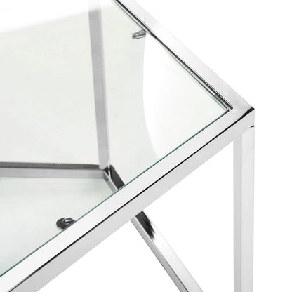 SAFAVIEH Kaycee Glass Chrome Hexagon Coffee Table - 36.2  x 31.5  x 13.8  - 36Wx32Dx14H
