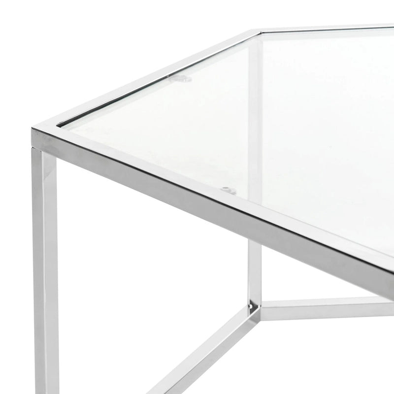 SAFAVIEH Kaycee Glass Chrome Hexagon Coffee Table - 36.2  x 31.5  x 13.8  - 36Wx32Dx14H