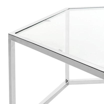 SAFAVIEH Kaycee Glass Chrome Hexagon Coffee Table - 36.2  x 31.5  x 13.8  - 36Wx32Dx14H