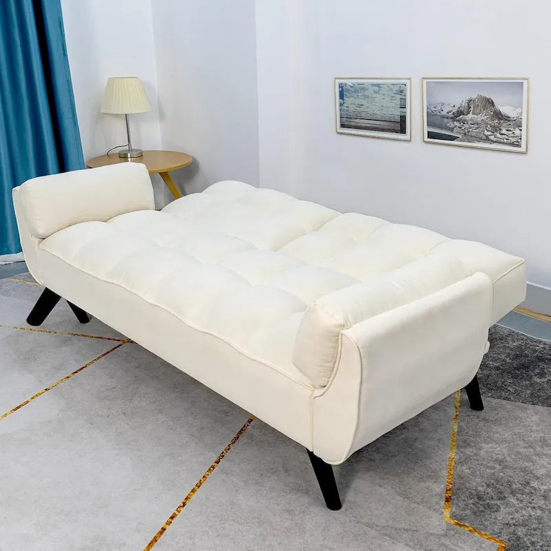 75.39 IN. Futon Sofa Bed, Convertible Upholstered Couch Sleeper with Reclining Sleeper Split Tufted Back